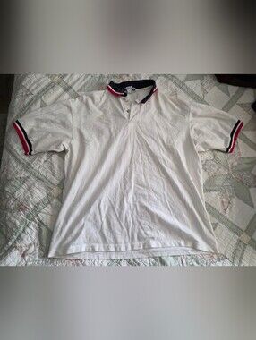 Jerzees White Polo with Navy and Red Trim